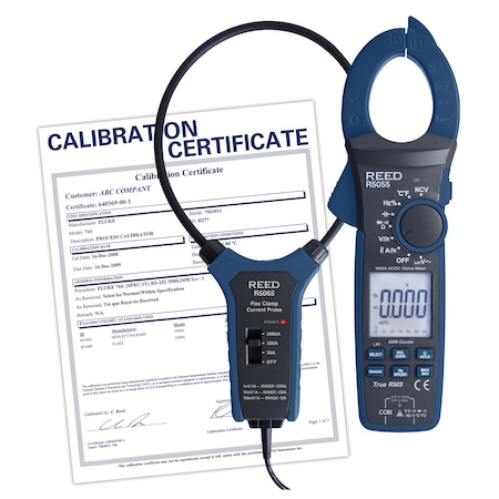Reed Instruments REED True RMS AC/DC Clamp Meter with Flexible Current Probe, 18in, includes ISO Certificate R5055-KIT-NIST